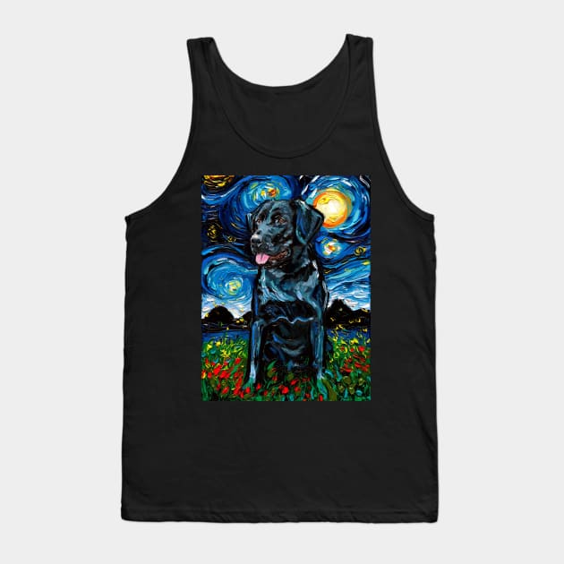 Seated Black Labrador Starry Night Tank Top by sagittariusgallery